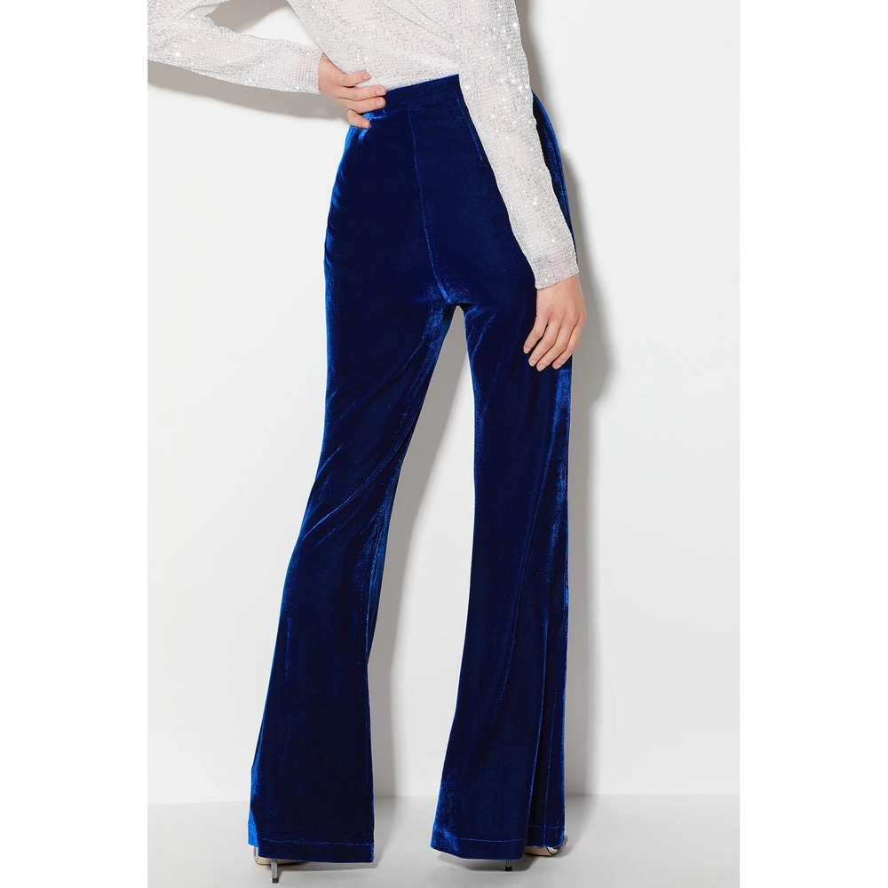 Flying Tomato Royal Blue Velvet Wide Leg Bell Bottom Pants Whimsigoth Celestial - Picture 3 of 9